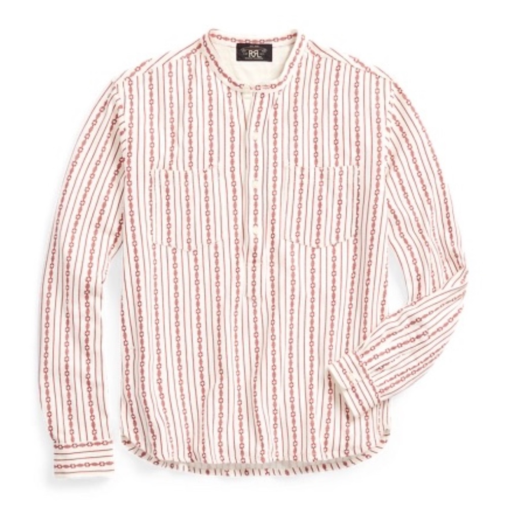Print Linen-Cotton Popover Workshirt